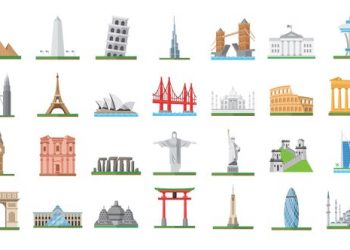 100 World Landmarks Icons