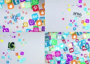 Social Media Flying Icons Logo Reveal