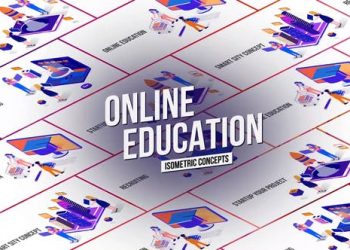 Online Education – Isometric Concept