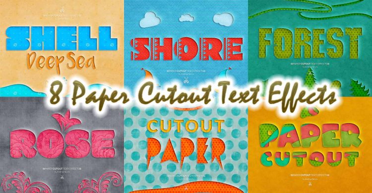Graphicriver - 8 Paper Cutout Text Effects 2020