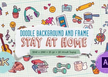 Doodle Background and Frame - Stay At Home
