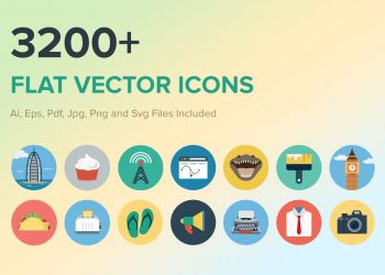 CreativeMarket 3200+ Flat Vector Icons 261088