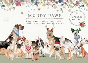 CreativeMarket Muddy Paws – Dog Lover Graphics 2053296