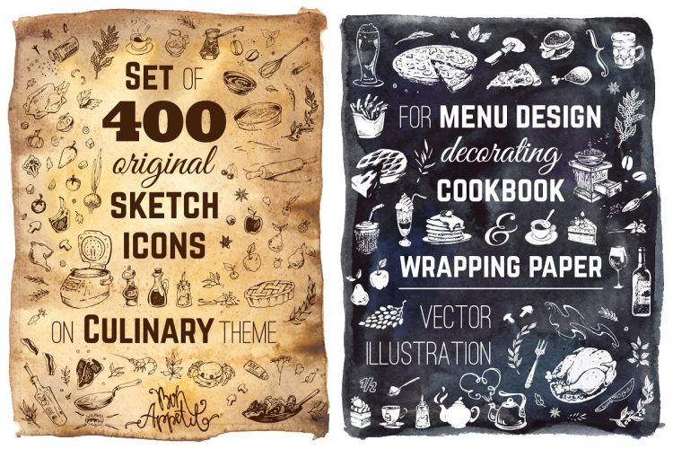 CreativeMarket Hand-drawn Cooking and Food Icons 682355