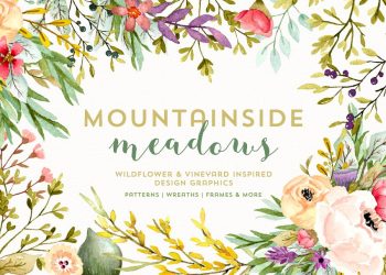CreativeMarket Mountainside Meadows Wildflowers