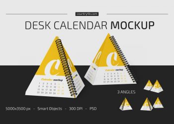 Spiral Pyramid Desk Calendar Mockup