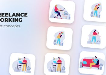 VideoHive Freelance working - Flat concepts 39984546