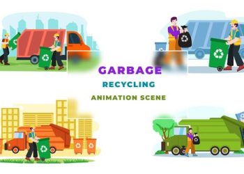 VideoHive Garbage Recycling Character Animation Scene After Effects 39651616
