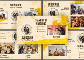 VideoHive Golden Sparkle Creative Lovely Birthday Invitation Card Youtube End Screen 39693543