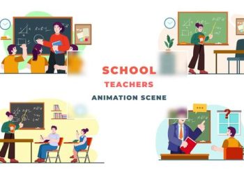 VideoHive School Teacher Character Animation Scene After Effects Template 39652373