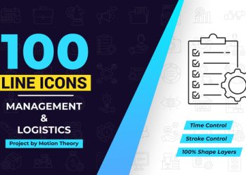 VideoHive 100 Management Line Icons 40108198