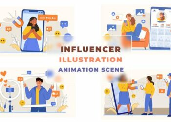 VideoHive Influencer Illustration Animation Scene 42927289