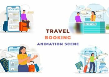 VideoHive Online Travels Booking Animation Scene 42924944