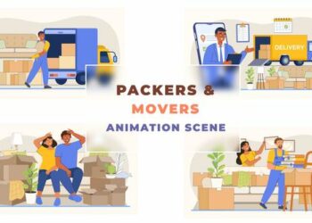 VideoHive Packers And Movers Animation Scene 42855615