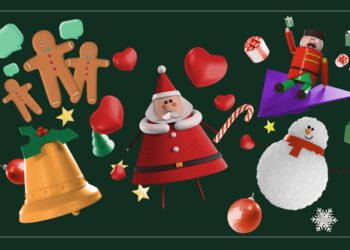 VideoHive 3D Christmas Social Icons Pack 42203354