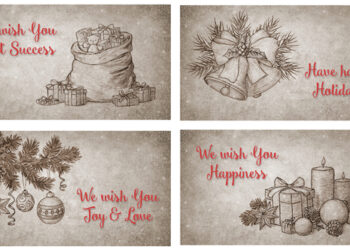 VideoHive Christmas Retro Greeting Cards 42486963