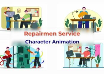 VideoHive Electric Repairmen Service Character Animation Scene 39741215