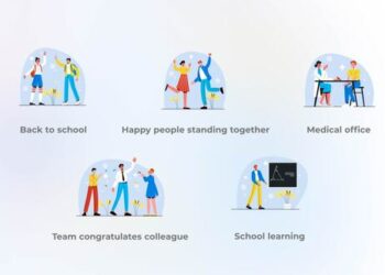 VideoHive Happy people standing together - Flat concept 42324801