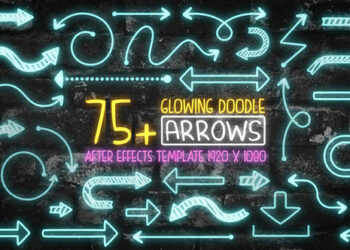 VideoHive 75 Glowing Doodle Arrow Pack After Effects 43939027
