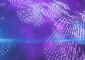 VideoHive Abstract blue and purple dots glowing energy futuristic hi-tech background 43414850