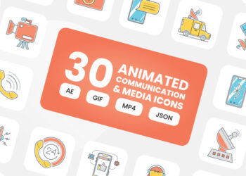 VideoHive Animated Communication and Media Icons 44024726