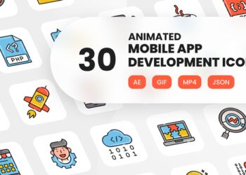 VideoHive Animated Mobile Application Development Icons 39717344