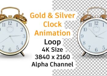 VideoHive Gold And Silver Alarm Clock Animation Traditional Clocks ALPHA LOOP 43408361