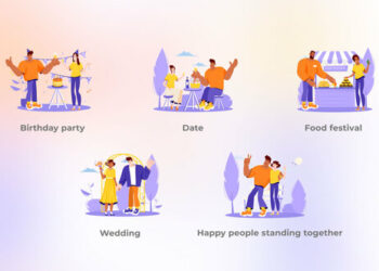 VideoHive Happy people standing together - Big Character Tool Set Concept 44422514