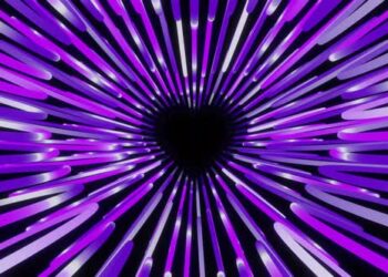 VideoHive Hight Speed Purple Gradient Neon Heart Tunnel Valentine Day Vj Loop Animation 43414787