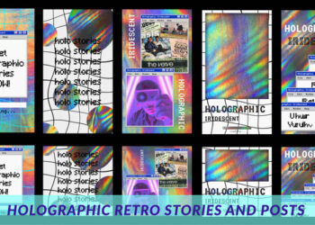 VideoHive Holographic Iridescent Retro Stories and Posts 43792454