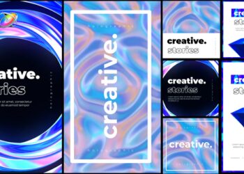 VideoHive Holographic Posts and Stories 43820499