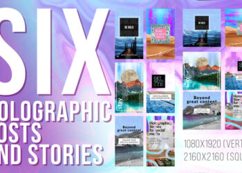 VideoHive Holographic Posts and Stories 44065209