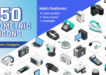 VideoHive Isometric Icons - Electronic Gadgets 43933336