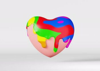 VideoHive LGBT heart liquid rainbow paint splash melting swirl glaze 3d animation loop 4K Pride Month concept 43419602