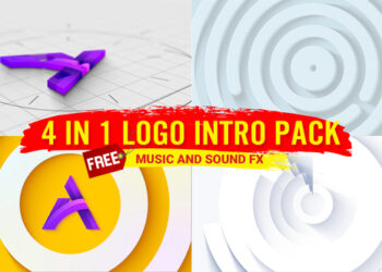 VideoHive Logo Animation 4 in 1 pack logo Reveal minimal logo opener Ident with free music and fx 44244673