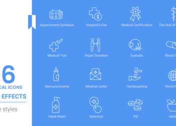 VideoHive Medical Hospital Icon Set Line pack 43987973