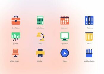 VideoHive Office Supplies - Flat Icons 43938934