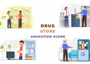 VideoHive Pain Killer Drug Store Animation Scene 43661253