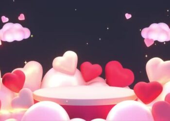 VideoHive Podium With Hearts And Clouds 43382162