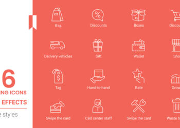 VideoHive Shopping Line Icons Pack 44114560