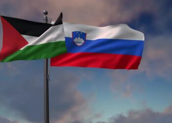 VideoHive Slovenia Flag Waving Along With The Palestine Flag - 4K 43407593