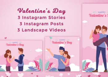 VideoHive Valentine's Day Romantic Couples - Instagram Stories & Posts - Cartoon Animation pack 43351774