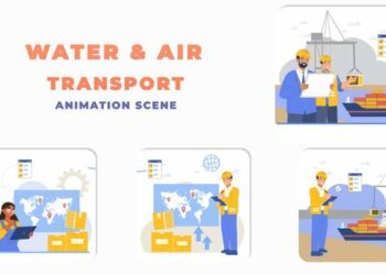 VideoHive Water and Air Transportation Animation Scene 43805054