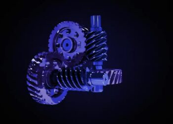 VideoHive Blue Machinery Parts Animation Loop 43373299
