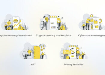 VideoHive Cyberspace Management - Yellow Gray Flat Illustration 44638039