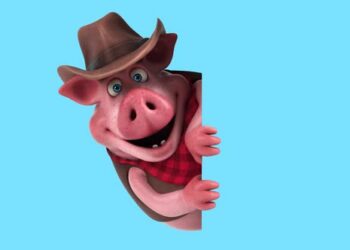 VideoHive Fun 3D cartoon cowboy pig with a sign (with alpha channel) 43423229