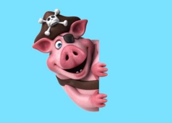 VideoHive Fun 3D cartoon pirate pig with a sign (with alpha channel) 43423217