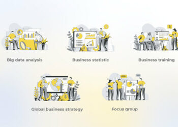 VideoHive Global Business Strategy - Yellow Gray Flat Illustration 44638112
