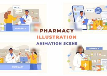VideoHive Pharmacy Medical Shop Illustration Animation Scene 43660481