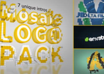 VideoHive Pixel Mosaic Logo Intro Pack 23869227
